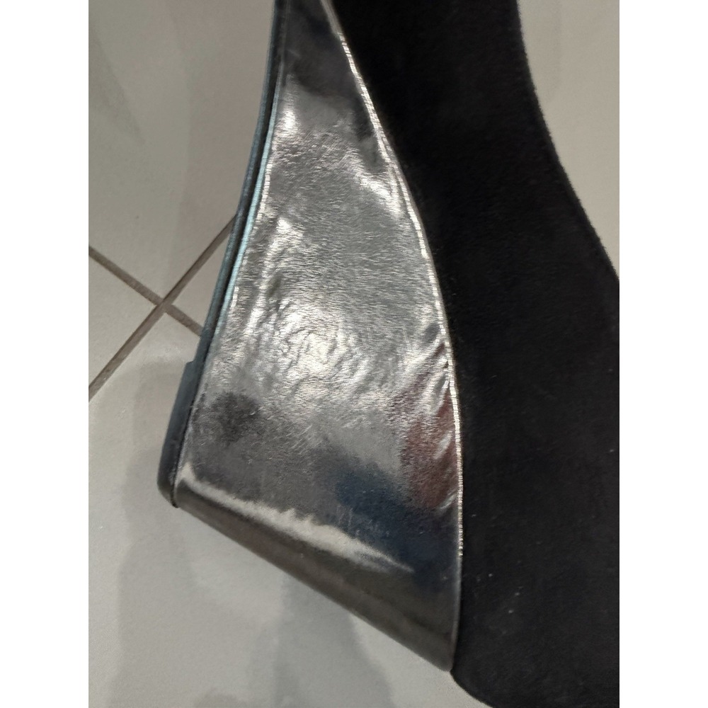 Christian Louboutin Black Suede Leather Wedge Slip-On Heel EU 39.5 - Picture 10 of 14